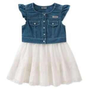 Calvin Klein Jeans Blue and White Sleeveless Dress